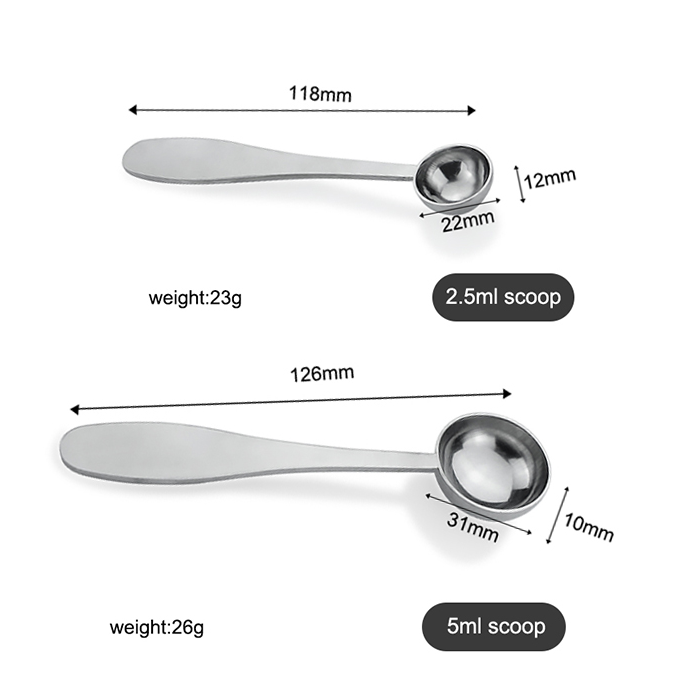 Cucchiai Dosatori Caffè Orblue - Acciaio Inox, Manico Lungo, Conf Da 2 (1 E 2 Cucchiai) - Foto 3