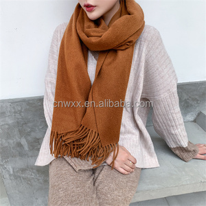 100% याक ऊन स्कार्फ शॉल लक्जरी हाथ खींचा सादा रंग कस्टम लोगो मुद्रण महिलाओं के लिए आंतरिक मोंगोलिया से शीतकालीन गौण - Product Image 4