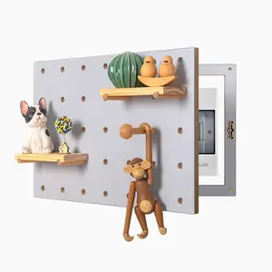 Wooden electricity meter box Pegboard Custom Wood Shelf Modular Display Cover Home decoration Building materials