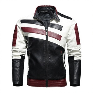 Soldes Exceptionnelles : Blouson Coupe-Vent <span class=keywords><strong>Homme</strong></span> Automne Épais et Chaud Brodé avec Col Montant – <span class=keywords><strong>Manteau</strong></span> Moto en Cuir PU Doublé Polaire Décontracté - Product Image 4