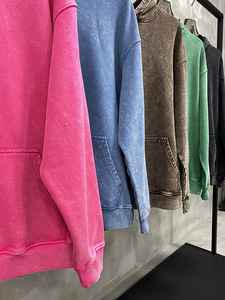 H5537 Guangzhou Clothing Manufacturer Wholesale Custom 420 Gsm 100% Cotton Vintage Acid Washed Hoodies for Men - Product Image 3