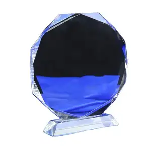 Honor of crystal Hot Sale K9 Glass Award Elegant Transparent Octagonal Crystal Trophy Crystal Award Medal Trophy