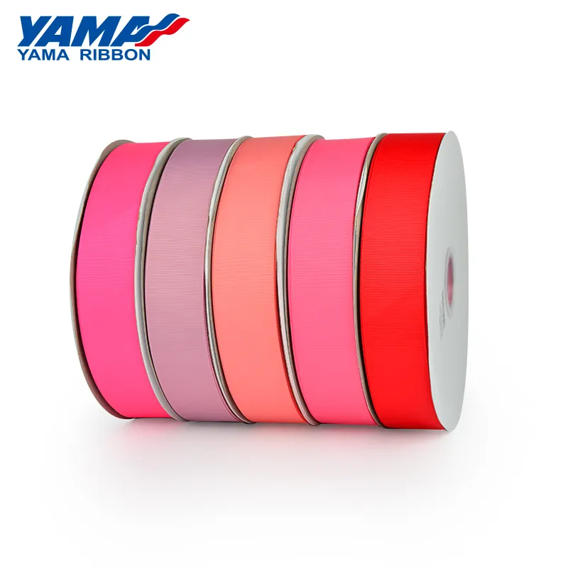 YAMA fabrika Polyester katı renkler pembe kırmızı grogren kurdele 22mm