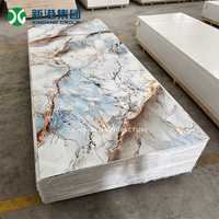 Panel Dinding PVC Marmer Glossy Geometris Modern Tahan Air 1220*2440*3mm untuk Dekorasi Hotel & Rumah Tangga