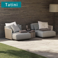 Canapé d'extérieur en corde tressée pour patio et jardin, table basse haut de gamme en alliage d'aluminium étanche pour villas, hôtels et complexes hôteliers, mobilier métallique