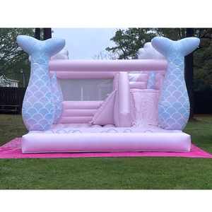 Castillo Inflable de PVC Color Rosa Macaron, Trampolín Inflable, Castillo de Brinco <span class=keywords><strong>con</strong></span> Tobogán, Castillo Inflable Comercial para Niños - Product Image 3
