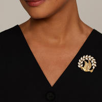 Broche Couronne de colombes en diamant de laboratoire, bijoux en or 9K 14K 18K, épingle de revers personnalisée Art Déco avec oiseau, pour cadeau de fête