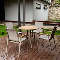 Ensemble de salle à manger extérieur moderne, durable, imperméable et résistant au soleil en alliage d'aluminium pour patio, balcon, terrasse, jardin, cour et salon