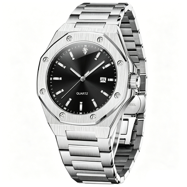 New High Quality Analog Men Sport Watch Stainless Steel Alloy Fashion Sporty Luxurious Design Waterproof Luminous Quartz Watches