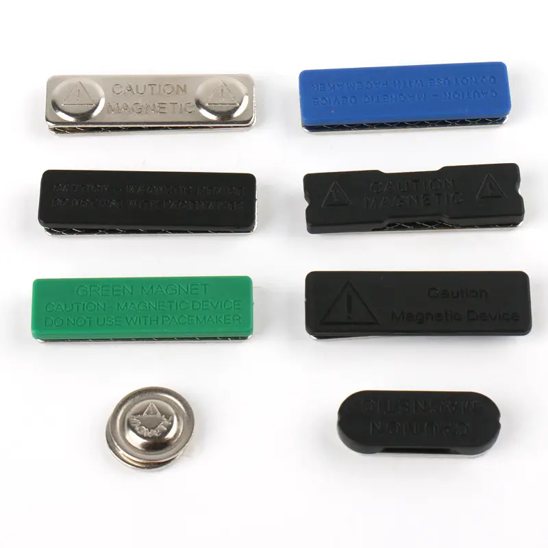 High Quality Supplier Black Green Color 3 Button Magnetic Name Badge Metal Name Tags With Magnet