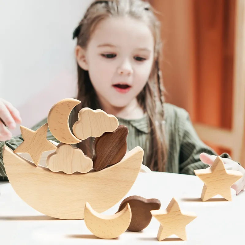 Preschool Toy Puzzle Wooden Star And Moon Baby Educational Toy Montessori Game