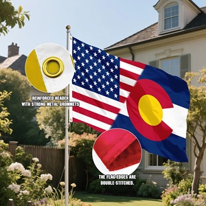 Amerikaanse Colorado Mashup-vlag 3x5 ft gecombineerde staat- en nationale vlag Levendige kleuren voor Onafhankelijkheidsdag en lokale evenementenUSAFlag - Product Image 5