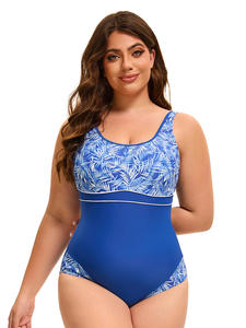 Traje de baño de fitness ecológico para Mujeres Europeas americanas de talla grande elegante patrón sólido estampado recortado diseño trasero Sexy - Product Image 2