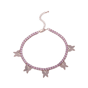 Bracelet de cheville papillon en zircon glacé, bijoux de haute qualité, 4mm, Hip Hop, chaîne de tennis, vente en gros, meilleure vente, - Product Image 1