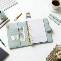 Brauner Luxus-Ringbuch-Organizer mit Tagesplaner-Einlagen Planer-Set Ringbuch-Set Personalisierter Planer-Einband