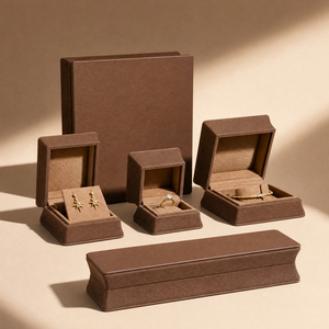 Zebopak Brown Suede <b>Christmas</b> Jewellery <b>Box</b> Set with Ring Earring Necklace Pendant Holiday Gift Packaging Factory - Product Image 2
