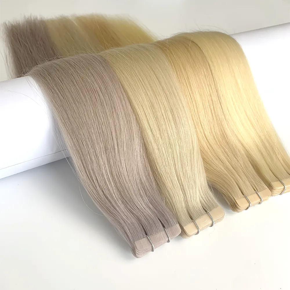 100% Remy Double Drawn Skin Weft Tape estensioni dei capelli cuticola allineata capelli umani nastro diritto serico capelli Remy