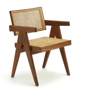 卸売デザイナー木製椅子籐シートバックホームミッドセンチュリーダイニング北欧波籐折りたたみ椅子ホテル用