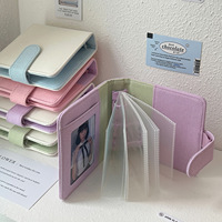 Nouveau classeur à 3 anneaux en cuir PU style bloc de couleur macaron 2023, mini classeur à 3 anneaux à feuilles mobiles, journal à paillettes, classeur pour cartes à collectionner