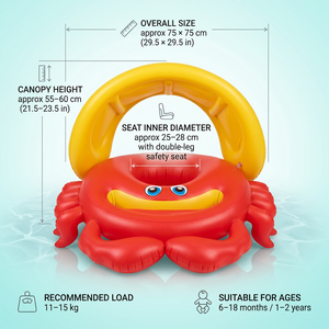 Bote Inflable Personalizado con Forma de Cangrejo para Bebés, con Toldo, Cámaras de Aire Dobles, Bote para Piscina Infantil Hecho de PVC Cómodo - Product Image 1