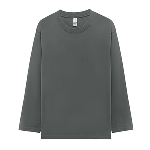 Unisex Basic Blank Long Sleeve Crew Neck <b>Tee</b> 220GSM Combed Compact Siro Spun Cotton Daily Casual Top - Product Image 3
