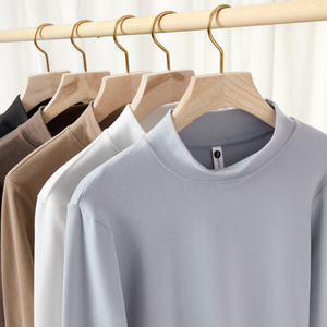 Düz deve erkek anti-kırışıklık örme Spandex/Polyester uzun kollu T-Shirt yüksek kalite 3D dijital puf baskı özel T Shirt - Product Image 2