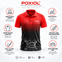 Polo de golf personnalisé dégradé rouge-noir à manches courtes, haut d'équipe avec logo personnalisé, uniforme pour clubs et événements, fourniture OEM, faible MOQ