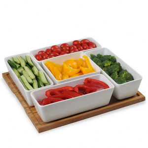 Juego de Vajilla Cuadrada de Cerámica de Bambú Tallada de 5 Piezas de Alta Calidad, Duradera, Apta para Lavavajillas, Diseño Moderno para <span class=keywords><strong>Hotel</strong></span> y <span class=keywords><strong>Restaurante</strong></span> - Product Image 6