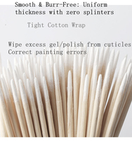 Qian Ya cotons-tiges en bois à double extrémité-pointes pointues pour l'art des ongles/maquillage, détails de précision et enlèvement de vernis (100 pièces/sac)