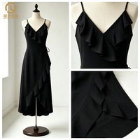 Robes pour femmes en gros : Robe chic à volants et à enrouler, Robe à bretelles pour femmes, Robes de soirée décontractées asymétriques élégantes et personnalisées pour femmes