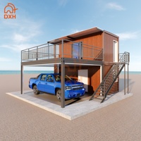 DXH Atelier de bureau personnalisé Salon modulaire Hôtel Boutique Panneau sandwich Paquet plat Maison préfabriquée en conteneur avec abri d'auto