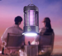 Lumière anti-moustiques 3-en-1 3000V rechargeable pour l'intérieur, respectueuse de l'environnement, pliable et suspendue, ronde à 360 degrés
