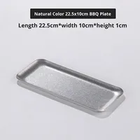 Plateau rectangulaire rétro doré TGYW pour café et snacks, assiettes à viande pour barbecue, assiette plate de luxe en acier inoxydable, vente en gros