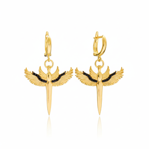 Gold Plated Sword of Michael <b>Charm</b> Dangle Earring Turkish Wholesale 925 Sterling Silver Jewelry - Product Image 2