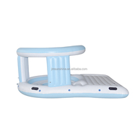 Île flottante gonflable personnalisée pour 4 personnes, grande île tropicale en PVC/vinyle, cabane aquatique, radeau, île de fête, flotteur de détente avec auvent