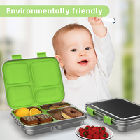 Aohea Boîte à nourriture 4 compartiments 304 isolée en acier inoxydable Boîte à lunch portable pour le stockage des aliments Boîte thermique Lanch pour enfants
