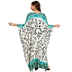 Abaya Elegante para Mujer, Larga hasta el Suelo, con Estampado Abstracto, Manga Larga, Corte Holgado, Vestido Modesto para Primavera/Verano, Uso Diario, Poliéster - Product Image 1