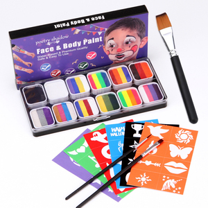 Kit de maquillage <span class=keywords><strong>professionnel</strong></span> pour <span class=keywords><strong>peinture</strong></span> faciale activée par l'eau en gros avec pochoirs, autocollants de gemmes, pinceaux, kit de <span class=keywords><strong>peinture</strong></span> faciale pour enfants - Product Image 4