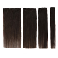 Extensions à clipser en dentelle de cheveux brésiliens raides chinois, couleur marron, Remy, naturels, soyeux, sains – Vente en gros populaire