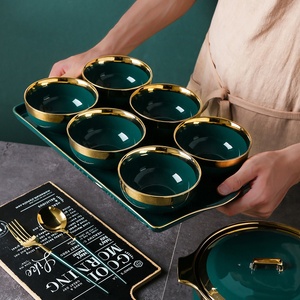 Hot Sale Luxury Eco-Friendly Porcelain <b>Ceramic</b> Gold Customized Dinnerware Plates Wholesale Household Color Glaze Sets Phnom Penh - Product Image 5