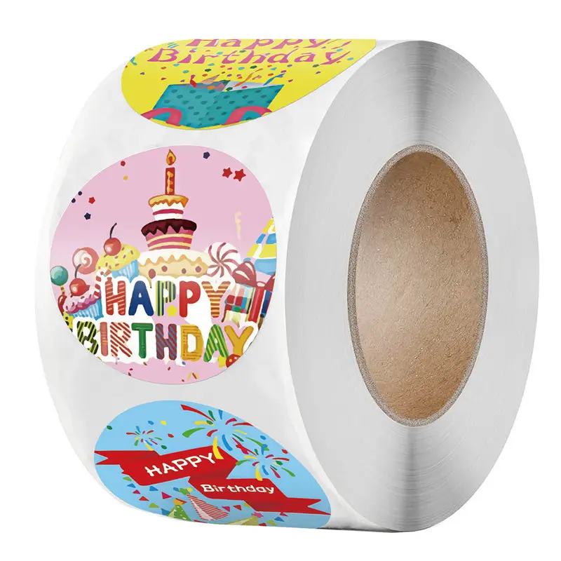 Happy Birthday Cake Party Creative Cartoon Decoration Holiday Gift Roll adesivi sigillanti
