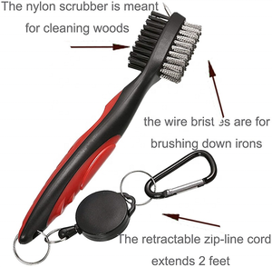 Çift taraflı plastik <span class=keywords><strong>Golf</strong></span> kulübü fırça temizleyici geri çekilebilir Zip-Line <span class=keywords><strong>Golf</strong></span> kulübü temizleme için çevre dostu dayanıklı çelik kıllar - Product Image 3