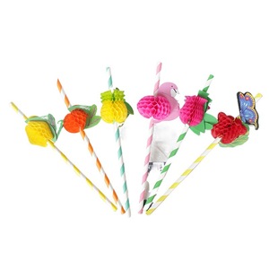 Fruit Honeycomb <b>Paper</b> Straws <b>Orange</b> Lemon Wood Pulp Straight Pipe Party Decor Beverage Supplies - Product Image 5