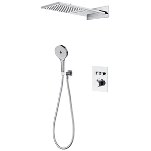 Set doccia a pioggia calda e fredda nera opaca di lusso <span class=keywords><strong>miscelatore</strong></span> doccia termostatico a parete in ottone - Product Image 2