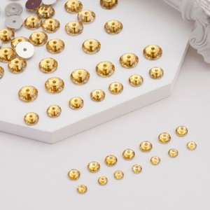 Perles de strass à coudre en résine époxy, topaze du Colorado légère, 5 mm, à dos plat, trou central, pour pendentifs coulissants, apprêts de bijoux, effet diamant - Product Image 4