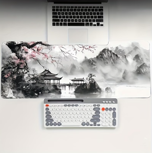 Tapis <span class=keywords><strong>de</strong></span> souris <span class=keywords><strong>de</strong></span> jeu XL style japonais en <span class=keywords><strong>aquarelle</strong></span> noir <span class=keywords><strong>et</strong></span> blanc avec motif <span class=keywords><strong>de</strong></span> fleurs <span class=keywords><strong>de</strong></span> cerisier, tapis <span class=keywords><strong>de</strong></span> bureau étendu pour clavier <span class=keywords><strong>et</strong></span> souris - Product Image 5