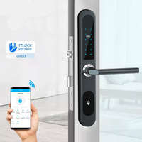 Cerraduras de hotel con contraseña delgada con aplicación TTlock Aleación de aluminio IP65 Cerradura de puerta de hotel de mortaja Europea impermeable para puerta corredera