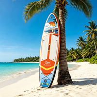 Planche à pagaie gonflable Premium 11 pieds x 33 pouces avec imprimé café rétro et pompe, BLUEWAYS Golden Hour SUP pour inspirations océaniques