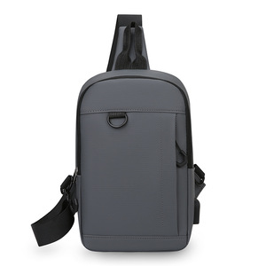Men's Chest Bag Large Capacity USB Charging Outdoor Business Travel Shoulder Bag Gray Black Military Green Dark Blue Solid Color - Product Image 5