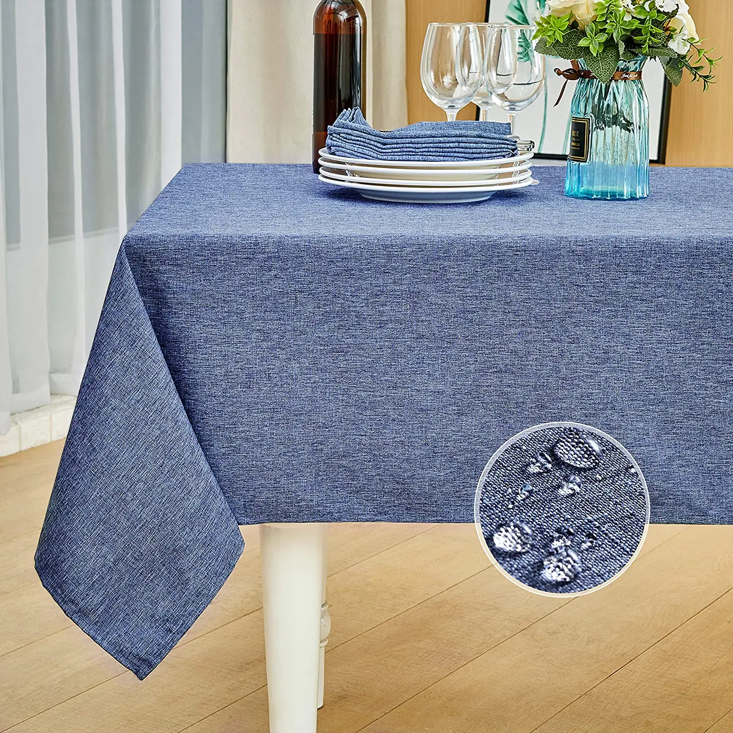 Rectangle Table Cloth Linen Farmhouse Tablecloth Waterproof Anti-Shrink Soft and Wrinkle Resistant Decorative Fabric Table Cover